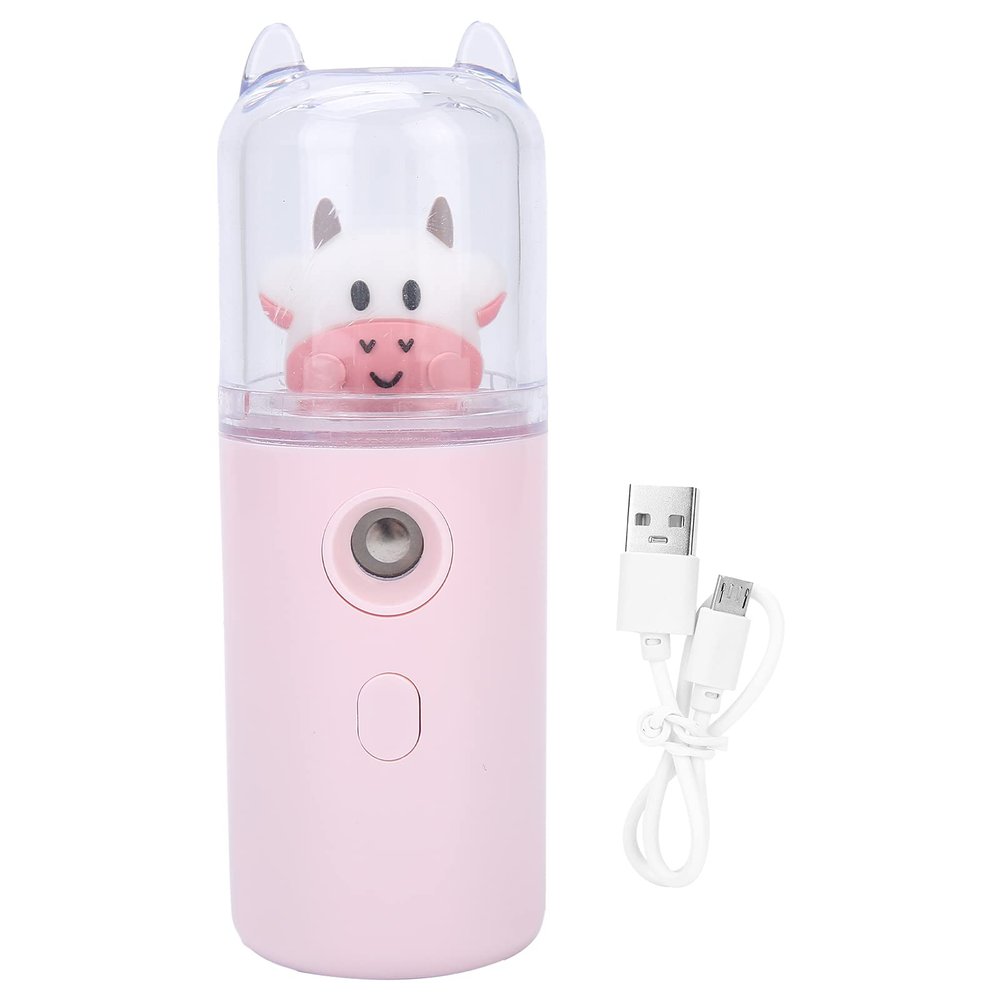 Nano Facial Mister, Cute Cartoon Animal Facial Mist Sprayer Mini Hydrating Moisturizing Cool Mist Handheld Facial Sprayer Portable Home Office Skin Moisturizing Spray(pink)