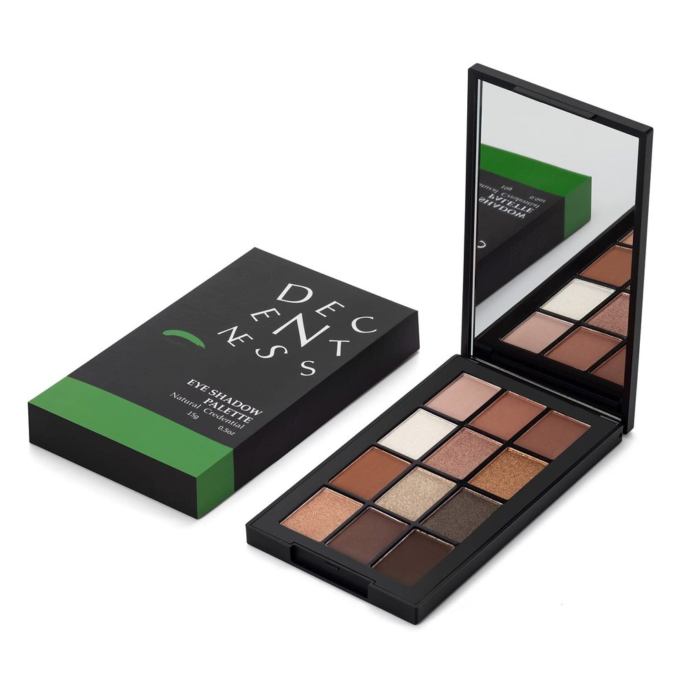 DECENTNESS 12 Color Eyeshadow Palette,Matte & Shimmer Shades Eye Shadow Palette,Suitable for Eye Makeup,High Pigmented Long Lasting Eye Shadow Primers Powder