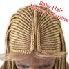 30 Inches Full Cap Box Braided Wigs for Black Women Micro Cornrow Lace Front Hand Braided Wigs with Baby Hair Lightweight Heat Friendly Synthetic Braids Tribal Braids Wigs for African American Woman #27/613M Blonde view 3