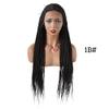 30 Inches Full Cap Box Braided Wigs for Black Women Micro Cornrow Lace Front Hand Braided Wigs with Baby Hair Lightweight Heat Friendly Synthetic Braids Tribal Braids Wigs for African American Woman #1B Black view 2
