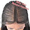 30 Inches Full Cap Box Braided Wigs for Black Women Micro Cornrow Lace Front Hand Braided Wigs with Baby Hair Lightweight Heat Friendly Synthetic Braids Tribal Braids Wigs for African American Woman #1B Black view 3