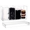 1 Pack 4 Compartment Acrylic Makeup Organizer with Lid Lash Cart Organizer for Lash Techs Bathroom Storage with 4 Tray Eyelash Mascara Brushes Supplies Brush Holder for Cosmetics or Office Supplies view 1