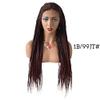 30 Inches Full Cap Box Braided Wigs for Black Women Micro Cornrow Lace Front Hand Braided Wigs with Baby Hair Lightweight Heat Friendly Synthetic Braids Tribal Braids Wigs for African American Woman #1B/99JT Black Mix Wine Red) view 2