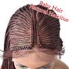 30 Inches Full Cap Box Braided Wigs for Black Women Micro Cornrow Lace Front Hand Braided Wigs with Baby Hair Lightweight Heat Friendly Synthetic Braids Tribal Braids Wigs for African American Woman #1B/99JT Black Mix Wine Red) view 3
