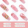 Artquee 24pcs French Pink Ombre Long Ballerina Press on Nails Glossy Coffin Fake Nail Y2K Art Candy Bear Heart Rhinestones Designs Artificial False Nail Acrylic Stick on Nails Tips for Women view 4