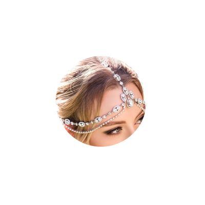 Aceorna Rhinestones Head Chain Bridal Forehead Headband Boho Crystal Hair Chain Layered Costume Headpiece Wedding Head Jewelry for Women and Girls (Silver)