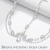 Aceorna Rhinestones Head Chain Bridal Forehead Headband Boho Crystal Hair Chain Layered Costume Headpiece Wedding Head Jewelry for Women and Girls (Silver) view 2