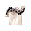 Faship Black Rhinestone Crystal Rose Gold Plated Floral Hair Comb view 1