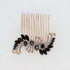 Faship Black Rhinestone Crystal Rose Gold Plated Floral Hair Comb view 3