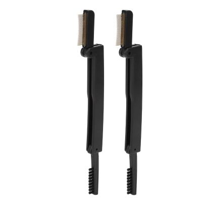 2pcs Folding Eye Lash Brow Comb, Portable Metal Teeth Dual Sided Eyebrow Grooming Brush, Eyelash Comb Separator, Practical Makeup Tools