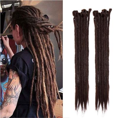 100% Handmade Dreadlocks Extensions 20" Fashion Reggae Hair Soft Faux Locs Crochet Mambo Twist Braiding Hair Ombre Color For Women/Men(30 Strands,Dark Brown)