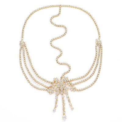 Aceorna Bridal Head Chain Rhinestone Forehead Headband Boho Crystal Hair Chain Bride Wedding Headpiece Festival Costume Hair Piece Flower Tassel Head Jewelry Gold Hair Accessories for Women