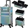 FRENESSA Rolling Makeup Case Cosmetology Case on Wheels 3 in 1 Cosmetic Trolley Large Storage Organizer Salon Barber Case Traveling Cart Trunk for Esthetician Nail Tech Mobile Stylists, Blue view 1