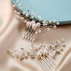 Ysleen 2 Pcs Wedding Pearl Hair Comb Bride Pearl Crystal Headpiece Flower Side Combs Hair Clip Bridal Hair Accessories for Girls Wedding Brides Bridesmaid Rhinestone, Silver view 1