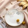 Ysleen 2 Pcs Wedding Pearl Hair Comb Bride Pearl Crystal Headpiece Flower Side Combs Hair Clip Bridal Hair Accessories for Girls Wedding Brides Bridesmaid Rhinestone, Silver view 2