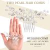 Ysleen 2 Pcs Wedding Pearl Hair Comb Bride Pearl Crystal Headpiece Flower Side Combs Hair Clip Bridal Hair Accessories for Girls Wedding Brides Bridesmaid Rhinestone, Silver view 3