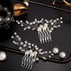 Ysleen 2 Pcs Wedding Pearl Hair Comb Bride Pearl Crystal Headpiece Flower Side Combs Hair Clip Bridal Hair Accessories for Girls Wedding Brides Bridesmaid Rhinestone, Silver view 4