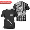 Personalized Barber Shop Shirt 3D Barber Shirts Hairdresser Haircutting Hairstylist Custom Name Salon Barber Tshirt Pole Scissors Hair Stylist T Shirt All Over Printed S-5XL, Cosmetology Gift Barbero view 2