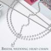 Aceorna Layered Head Chain Bridal Forehead Headband Boho Rhinestones Hair Chain Crystal Silver Headpiece Festival Costume Hair Piece Wedding Head Jewelry for Women and Girls view 2