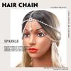 Aceorna Layered Head Chain Bridal Forehead Headband Boho Rhinestones Hair Chain Crystal Silver Headpiece Festival Costume Hair Piece Wedding Head Jewelry for Women and Girls view 4