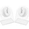 Cindeer 2 Pcs Flexible Silicone Ear Model Reused Soft Mold Fake Ear for Earrings Jewelry Display for Piercing Practice with Acrylic Stand(White) view 1