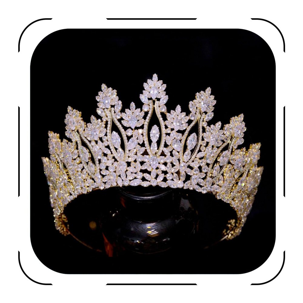 FASNAHOK Luxury Tall Pageant Queen Crowns for Women Coronas Para 15 Anos Quinceaneras Large Cubic Zirconia Wedding Tiaras Big Bridal Hair Accessories Gift Gold