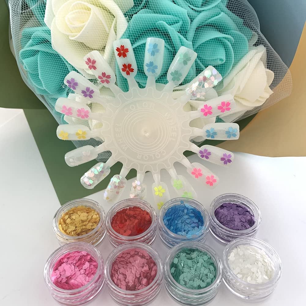 10 Colors Boxes Set Colorful Sakura Petals Shape Glitter Sequins for Festival Rave Beauty Makeup Face Body Nail Craft Art Christmas Halloween Decoration GS