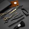 Hair Scissors,11Pcs Professional Black Gold Hair Cutting,Stainless Steel Barber Supplies,Straight, Thinning Shears, Multi Use Haircut Sets for Home Salon Barber view 1