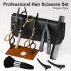 Hair Scissors,11Pcs Professional Black Gold Hair Cutting,Stainless Steel Barber Supplies,Straight, Thinning Shears, Multi Use Haircut Sets for Home Salon Barber view 2