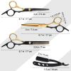 Hair Scissors,11Pcs Professional Black Gold Hair Cutting,Stainless Steel Barber Supplies,Straight, Thinning Shears, Multi Use Haircut Sets for Home Salon Barber view 3