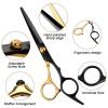 Hair Scissors,11Pcs Professional Black Gold Hair Cutting,Stainless Steel Barber Supplies,Straight, Thinning Shears, Multi Use Haircut Sets for Home Salon Barber view 4