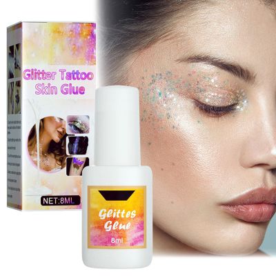 3 PCS Skin Glue for Glitter Tattoos, 8ml Glitter Glue Brush Bottle, Water-Soluble Glitter Tattoo Glue, Ideal for Halloween, Carnival, Theme Parties, Costume Events & Make-up Artists