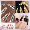BORN PRETTY Chrome Nail Powder Holographic Nail Art Auroras Mermaid Pearl Nail Powder Reflective Glitter Manicure Pigment Chrome Powder 6 Boxes view 3
