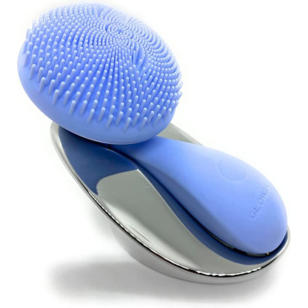 Glowsavy Silicone Cleansing Brush - Facial Cleansing Brush with 4 Adjustable Speeds - Waterproof USB Rechargeable Rotating Spa Machine - Face Wash Scrub Exfoliator for Makeup Skincare Removal (Blue)