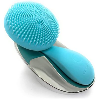 Glowsavy Silicone Cleansing Brush - Facial Cleansing Brush with 4 Adjustable Speeds - Waterproof USB Rechargeable Rotating Spa Machine - Face Wash Scrub Exfoliator for Makeup Skincare Removal (Teal)