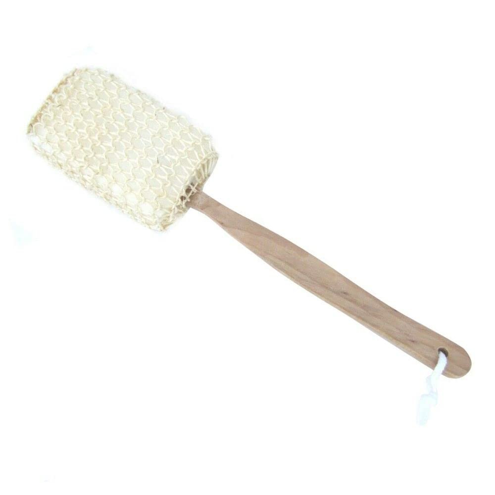 1 Pcs Wood Handle Stick Shower Loofah Exfoliating Sponge Bath Body Back Scrub Washer