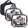 3Pack Clear Makeup Bags,Clear Toiletry Bag with Zipper Handle,PVC Translucent Cosmetic Bag,Waterproof Clear Travel Bags,Portable Toiletry Carry Pouch Clear Cosmetic Makeup Bag for Vacation Bathroom view 1