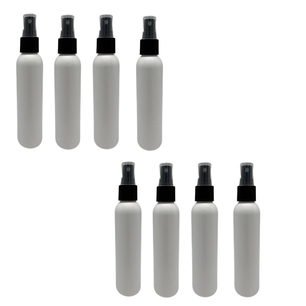Natural Farms 4 oz White Cosmo Plastic Spray Bottles -8 Pack Empty Spray Bottle Refillable - BPA Free - Essential Oils - Aromatherapy | Fine Mist Sprayers with Dust Caps - Made in the USA