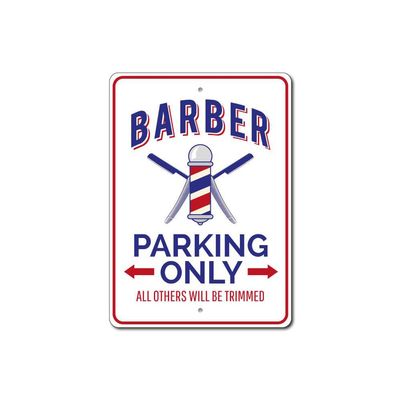 Barber Parking Sign, Barber Sign, Barber Sign, Barber Decor, Barber Shop Sign, Barber Pole Sign, Barber Aluminum Sign - 8" x 12"