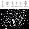 Tisslan 60pcs 6 Different Designs Flatback White Opal Nail Crystal Gems Shaped and 480pcs Round Diamond Rhinestones Assortment for Nail Decoration Charms view 2