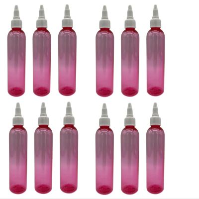 Natural Farms 4 oz Pink Cosmo Plastic Bottles -12 Pack Empty Bottle Refillable - BPA Free - Essential Oils - Aromatherapy | White Twist Top Caps - Made in the USA