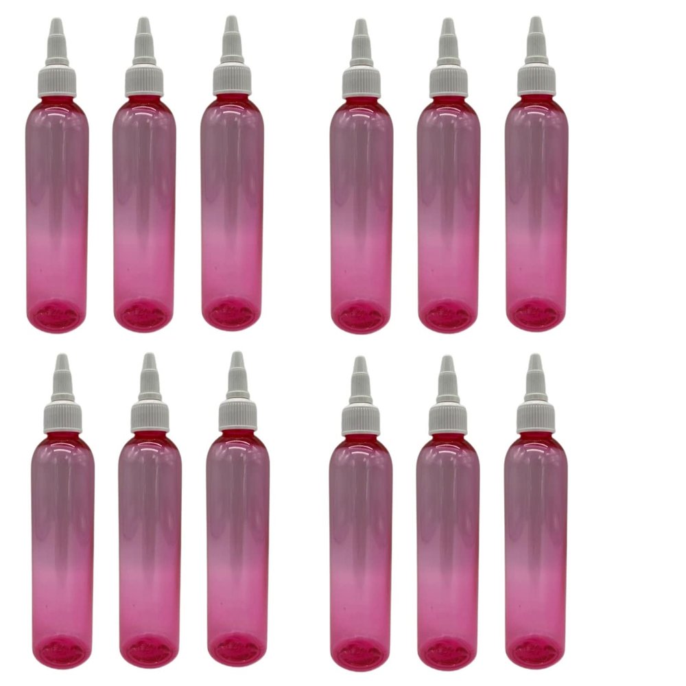 Natural Farms 4 oz Pink Cosmo Plastic Bottles -12 Pack Empty Bottle Refillable - BPA Free - Essential Oils - Aromatherapy | White Twist Top Caps - Made in the USA