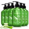 Aloderma Aloe Vera Gel + Tea Tree Oil, Made with Refreshing Organic Aloe for After Sun Skin Care, Multipurpose Use for Hair and Scalp, and Face or as a Shaving Gel or Aftershave - 10.6Oz x 6btls view 1