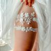 JWICOS 2Pcs Bride Wedding Lace Garters White Bridal Garter Brides Floral Leg Band Bridal Accessories for Bride and Women view 4