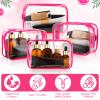 Weewooday 12 Pieces Clear Makeup Bags Cosmetic Storage Bags PVC Zipper Pouches Travel Waterproof Makeup Plastic Case for Women Organizing Toiletries Traveling Bathroom(Small,Rose Red) view 4