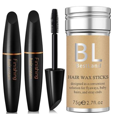 BestLand 2 Pack Hair Finishing Stick and Hair Wax Stick, Flyaways Hair Stick Non-greasy Styling Wax Stick for Hair Edge Control Hair Finishing Slick Wax Stick, Vegan & Cruelty Free