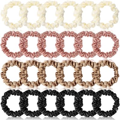 XunYee 24 Pcs Silk Hair Scrunchies Hair Ties Bands Colorful Satin Silk Elastic Large Satin Ponytail Holders Galentines Day Gifts Vintage Accessories for Women(2.36 Inch,Classic Colors)