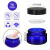 BPFY 24 Pack 1 oz Round Blue Glass Cosmetic Jars with Inner Liners and Black Lids, Travel Glass Jars, Cosmetic Containers for Lip Balms, Powders, Makeup, Cream, Eyeshadow, Slime, Paint view 2