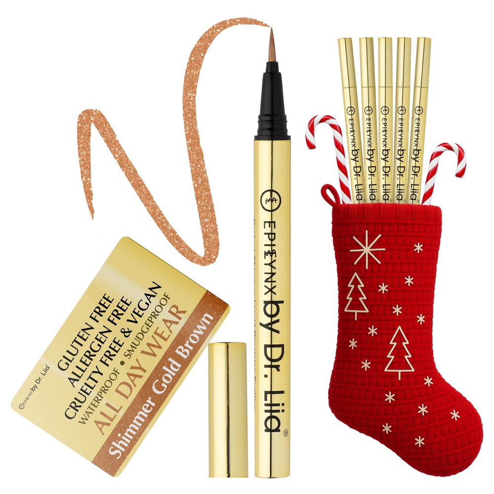 Liquid Eyeliner - Hypoallergenic Eyeliner with Fine Brush Tip, Long-Lasting Waterproof Eye Liner - Cruelty-Free, Vegan, Hypoallergenic, Gluten-Free, Smooth Liquid Eye Liner, Shimmer Gold Brown 2mL