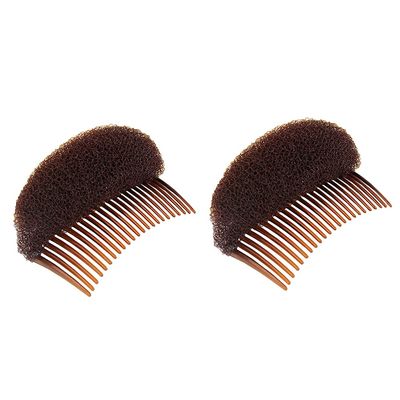 ericotry 2Pcs Charming Hair Comb Bump It Up Volume Inserts Bo Beehive Base Cushion Pad Hair Stick Bun Maker Accessories for Women Lady Girl (Brown)